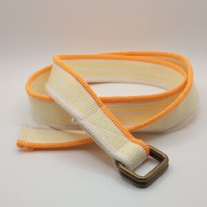 Sporty Orange and White Canvas Belt with Metal Buckle